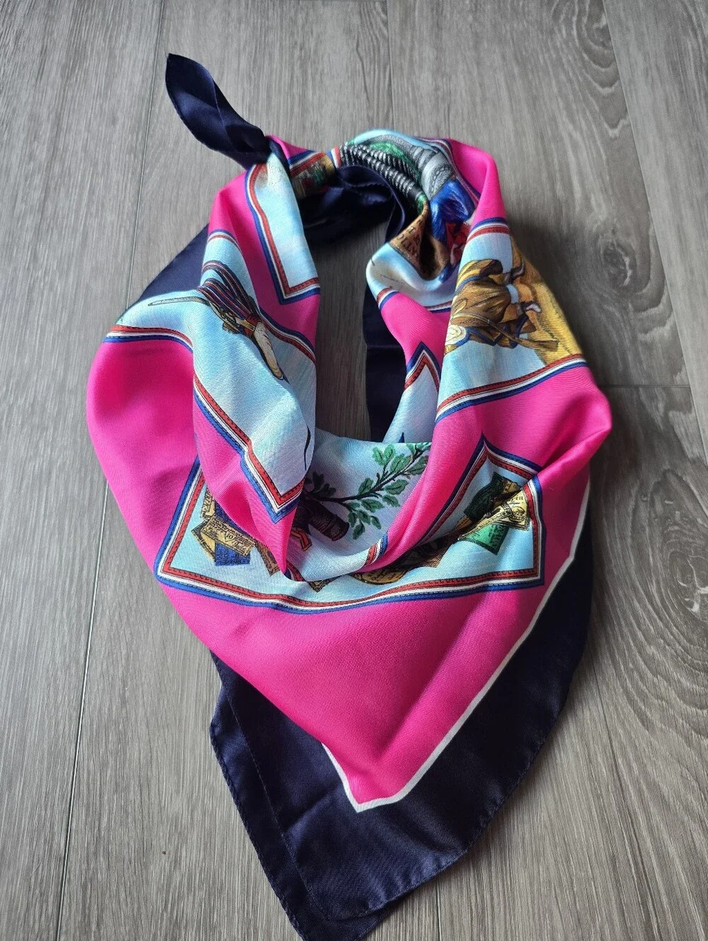 Vintage French Revolution Scarf Pink Bastille Liberty Bicentennial 1789 Square